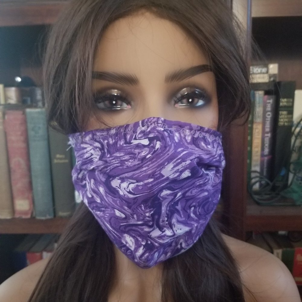 Adult Face Masks - Grape Swirl - Filter Pocket - Roomy - Breathable